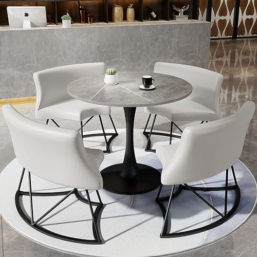 Runder Konferenztisch mit Stühlen, Besprechungstisch, Büro-Empfangsraum, Clubtisch, 5-teiliges Set mit runden Konferenzraumtischen, inklusive 1 Schreibtisch und 4 Stühlen (Color : Style 10, Size : 8