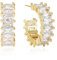 Mesovor Gold Zirkonia Creolen Ohrringe für Damen und Mädchen, 18 Karat Vergoldete Creolen in C-Form, Schmuck für Party, Abschlussball (Weiß)