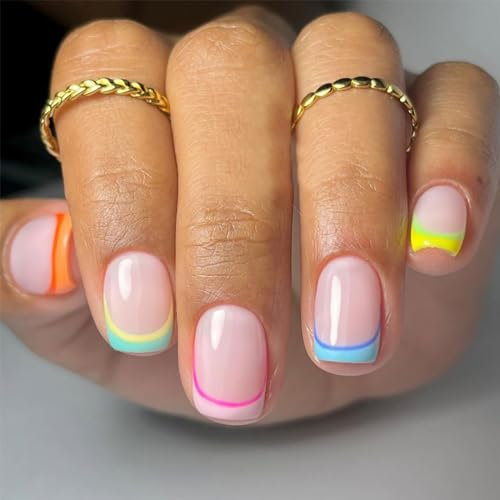 Auiremrti Lot de 24 faux ongles à presser en acrylique - Couverture complète - Réutilisables - Pour femme