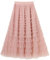 IMEKIS Jupe longue trapèze en tulle à volants pour femme - Taille haute - Jupe longue en maille - Style décontracté - Style bohème - Jupe de plage élégante pour mariage, vacances, fête, rose, 48