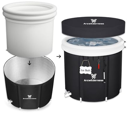 Arcwilderness Folien-Kalttauchwanne – 130 Gal XL Eisbadewanne für Sportler, wärmereflektierende Eiskapsel mit Abdeckung, austauschbarer Innenauskleidung, isolierte Eiswannen für kaltes Eintauchen