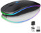 Mouse wireless Bluetooth per computer portatile, mouse ottico da 2,4 GHz (Bluetooth + USB A+USB), doppio ricevitore, 1600 dpi, LED, silenzioso, per Apple MacBook, laptop, tablet, PC, computer, nero