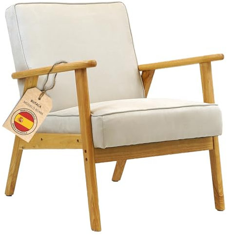 HOME DESIGN & CONFORT Sessel Roma schmutzabweisend im nordischen Stil, Wohnzimmersessel, Massivholz, Schlafsessel (beige/natur)