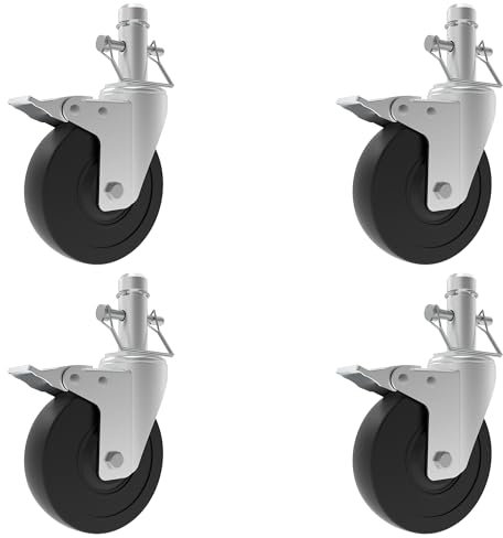 Gerüst-Rollen, 10,2 cm, 2,5 cm Innendurchmesser, runder Rohr-Stil, strapazierfähig, 136 kg, feststellbares Gummirad für Perry Style MFS und tragbares Rindengerüst, 4 Stück