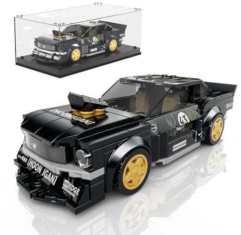 Mould King 27024 Speed Champion Rennwagen Bausteine Ford Sportwagen Klemmbausteine mit Acryl-Vitrine Modellautos zum Sammeln (408 Teile)