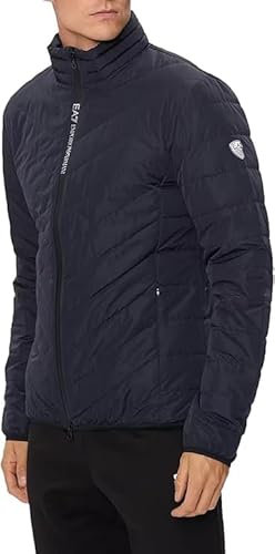 EA7 ARMANI 8NPB13 PNE1Z 1562 Gepolsterte Herrenjacke mit Reißverschluss, Stehkragen und Taschen, blau, XX-Small