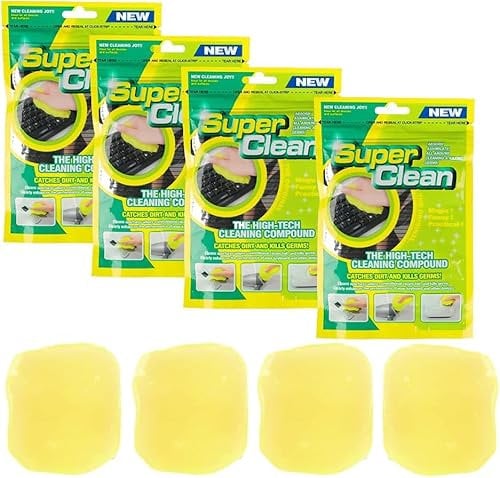 FOGARI Gel Universale per Pulizia Tastiera - 4 Pezzi Pulisci Tastiera, Pulizia Auto Riutilizzabile Gel per Pulire Tastiera Pc Slime Pulizia, per Automobili, Laptop, Fotocamere, 80g x 4, Giallo