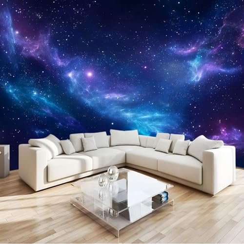Fototapete Vlies Wandtapete Fantasie Nachthimmel Nebel Dunkelblau Panorama Wandbild Für Schlafzimmer Wohnzimmer Kinderzimmer Esszimme 400 x 280 cm