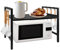 Enenes Microwave Oven Rack Expandable 2-Tier Microwave Shelf - Sturdy Metal Kitchen Storage Organiser with 6 Hooks, Adjustable Space-Saving Rack for Countertop, Worktop & Cabinets