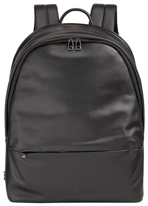 DUDU Leder Rucksack für Herren und Damen Laptop Tasche 15L – Eleganter Reise- und Arbeitsrucksack mit Gepolstertem Laptopfach (bis 13), Verstellbare Schulterriemen und Kompaktem Design Schwarz