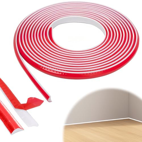 6M TPE Quadrant Trim, Flexible Skirting Board Trim Self Adhesive Wall Corner Edging Strip White Moulding Caulk Strip Beading for Laminate Flooring Ceiling Tile Edges Cabinet Countertop(12 * 9MM)