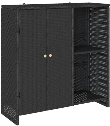 vidaXL Badschrank mit Speicher Schwarz 100 x 36 x 102 cm Rattan, Wohnzimmeraufbewahrung, stilvoller Rattan-Schrank, praktisches Möbel für saubere Ordnung zu Hause