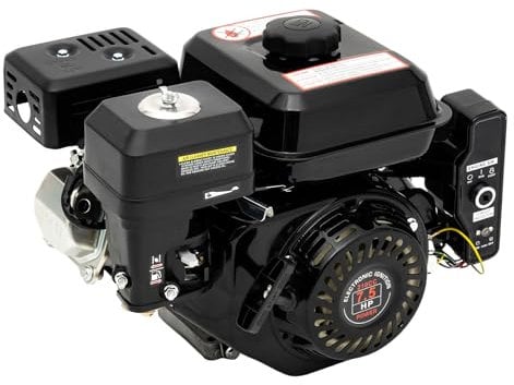 Fridgestea Motor de gasolina de 7,5 CV de 4 tiempos, 210 ccm con alarma de aceite, 3600 rpm, enfriado por aire, motor Go Kart de arranque por cable, carcasa de aluminio, motor de pie para cortacésped