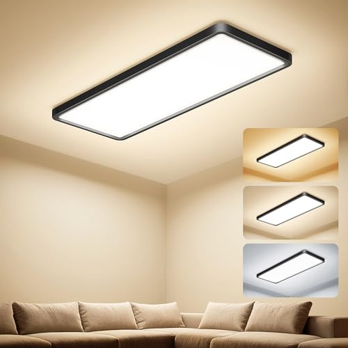 Uwithm Plafon LED Techo Cocina Lampara Techo 58x22x2,9cm Largas Panel | 32W 3000LM 3000K/4000K/6500K IP44 Lampara Cocina Techo, Candeeiro Teto Lampara LED Techo Cocina Salon Baño Pasillo, Blanco