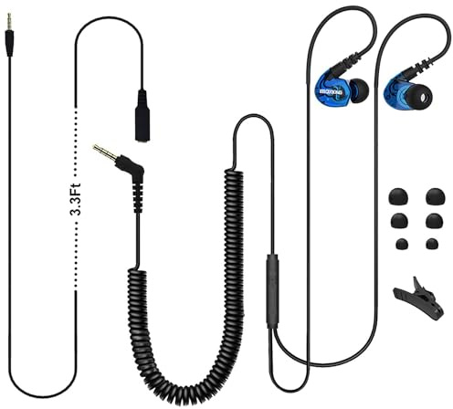 MOXKING Auriculares para TV con Cable Largo 4,8 m, Cascos con Control de Volumen, Jack 3.5 mm, Sonido Claro para Mayores, PC, Tablet, Uso en Casa – Azul