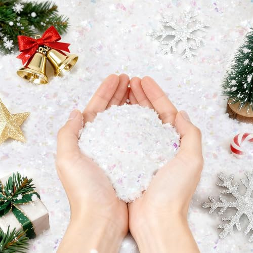 Kunstschnee, 150G Weihnachten Kunstschnee, Kunstschnees Deko, Kunstschnees Täuschend Echt, Geeignet für Weihnachtsdekorationen, Puppenhausdekorationen und Miniaturlandschaftsdekorationen/Bunt