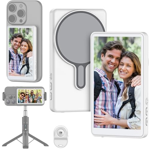 AURIVEE Selfie Monitor Bildschirm X40L,Drahtloser Rückkamera Display mit Magnet Halterung, 180° Drehung, 3 Helligkeitsstufen & Fernbedienung - Kompatibel mit iOS 9.0+ & Android 2.0+ Smartphones