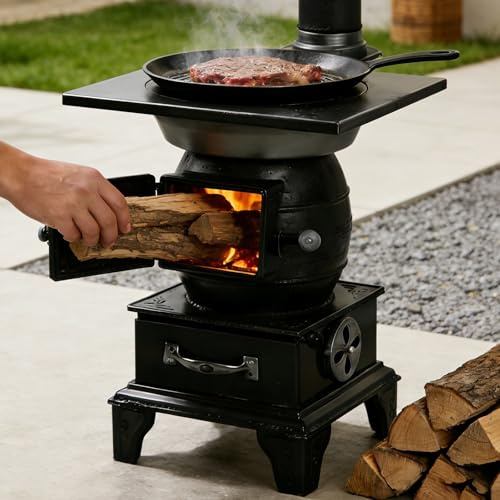 PoêLe à Bois En Fonte, PoêLes à GranuléS For Le Chauffage Domestique Avec Barres De Four En Fonte Et Sorties De Gaz De Combustion SuréLevéEs For Les Pique-Niques Dans Le Jardin, La PêChe