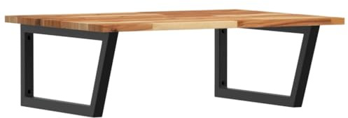 vidaXL Waschtischplatte mit Halterung, Holzplatte Waschtischkonsole Wandmontage, Waschbeckenplatte Wandkonsole Wandregal, Stahl Massivholz Akazie