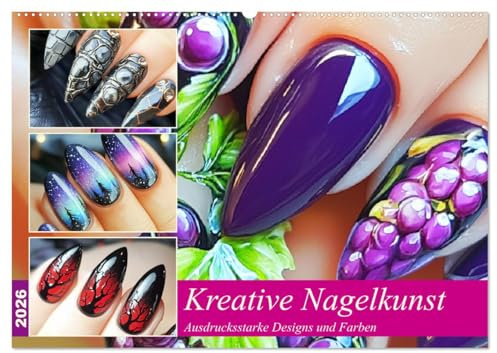 Kreative Nagelkunst. Ausdrucksstarke Designs und Farben (Wandkalender 2026 DIN A2 quer), CALVENDO Monatskalender: Zwölf moderne Designs für schöne Fingernägel (CALVENDO Kunst)