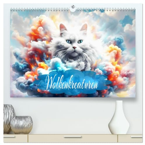 Wolkenkreaturen (hochwertiger Premium Wandkalender 2026 DIN A2 quer), Kunstdruck in Hochglanz: Wenn die Wolken zum Leben erwachen, mit KI erstellt. (CALVENDO Tiere)