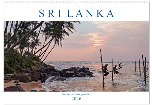 Sri Lanka, tropisches Inselparadies (Wandkalender 2026 DIN A2 quer), CALVENDO Monatskalender: Endlose Strände mit Kokospalmen, historische Kultur und ... durch seine Vielfalt. (CALVENDO Orte)