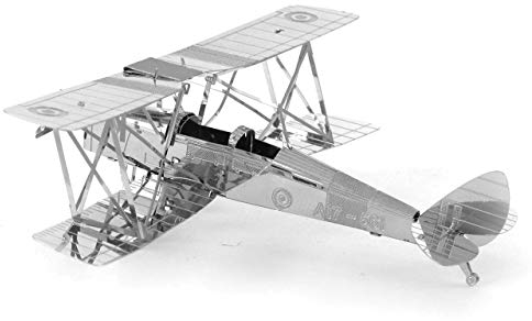 Fascinations MMS066 Metal Earth Metallbausätze - Flugzeug de Havilland DH 82 Tiger Moth, lasergeschnittener 3D-Konstruktionsbausatz, 3D Metall Puzzle DIY Modellbausatz mit 1 Metallplatine, ab 14 Jahre