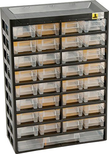 Allit 458120 Basic 54 Kleinteilemagazin Sortimentskasten, Schwarz, 33 Schubladen, 21 Trenner