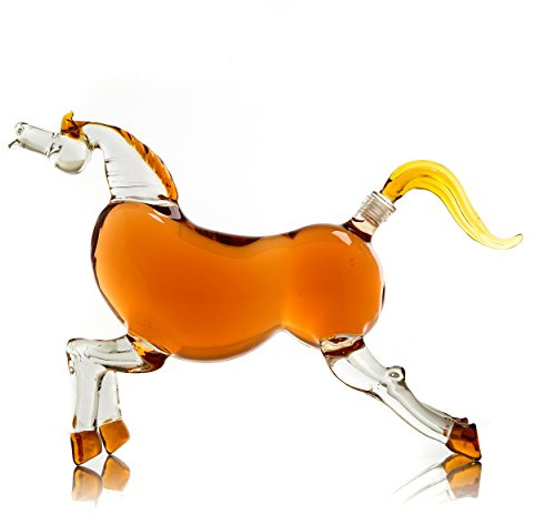The Wine Savant Horse Derby Decanter for Bourbon, Whiskey, Scotch, Vodka, Rum, Tequila or Any Other Drink 1000ml Decanter (Horse)