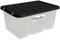 Plastix 8L 8 LITRE Clear Plastic Storage Box With Black Lid Home Office Stackable UK Made