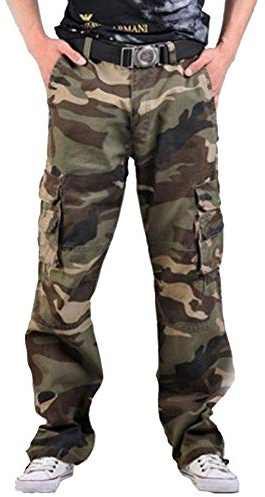 Homme Adultes Combat Pantalons Treillis Militaire Cargo Pantalon de Travail Multi Poches Coton Camouflage en Vrac Loisir