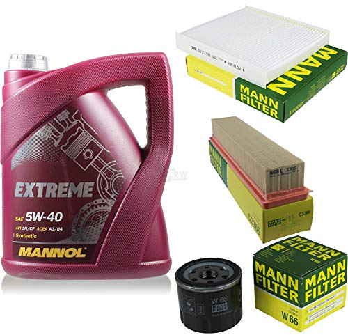 Filter Set Inspektionspaket 5 Liter MANNOL Motoröl Extreme 5W-40 API SN/CF MANN-FILTER Luftfilter Innenraumfilter Ölfilter