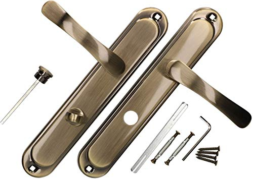 KOTARBAU Türdrücker 72 mm WC/BAD Türgriff Patin Türbeschlag Türklinke Drückergarnitur Langschild Türdrückergarnitur Innentür Außentür Handgriff Torbeschlag (Ausführung WC, 72 mm)