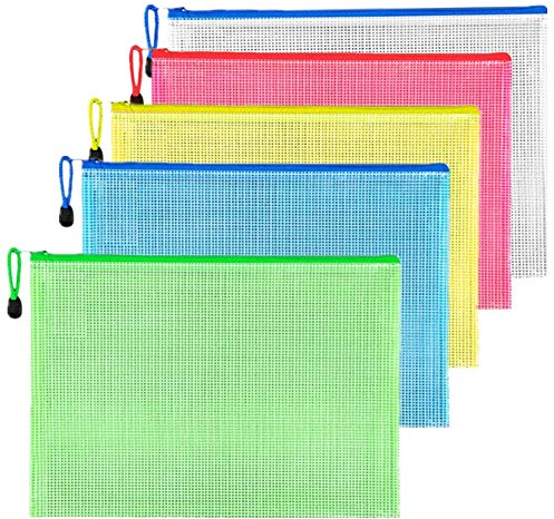 PLUS PO Reißverschlusstasche Für Dokument Speicherung Kunststoff Brieftaschen a4 Für Schule Büro Ordner Mit Kunststoff Brieftaschen mix5pcs