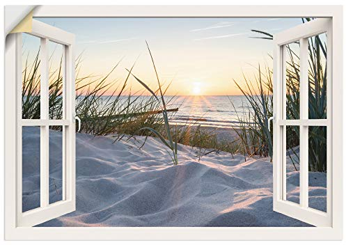 ARTland Wanddeko Wandtattoo selbstklebende Vinylfolie Fensterblick Strand Meer Sand Ostsee Dünen Sonnenuntergang U1TZ