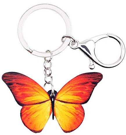 BONSNY Acrylique Mignon Papillon Porte-Clés Pour les Femmes Dames Insectes Bijoux pour les Clés de Voiture Porte-Monnaie Sac À Main Accessoires (Jaune)