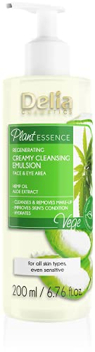 Delia Cosmetics Plant Essence Cleansing Emulsion für Gesicht und Augen MakeupEntfernung & Reinigung Natürliche alle Hauttypen Reinigt erfrischt beruhigt und regeneriert, Creamy, 200 ml