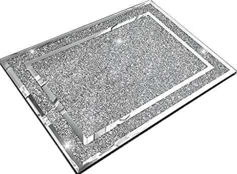 SPARKLE PALACE® Crushed Diamond Silver Crystal Filled Chopping Board Glass Worktop Saver Chopping Board Toughened Glass Kitchen 30x40cm