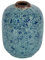 Creative Co-Op Terra-Cotta-Vase mit Blumenmuster, Blau im Used-Look