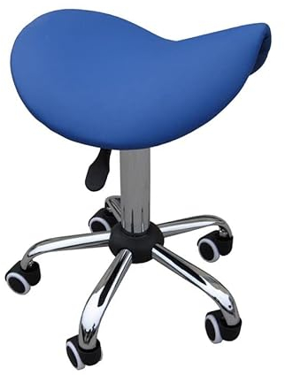 Zen Sattelhocker mit Rollen höhenverstellbar und drehbar - Sattelsitz Friseurhocker, ergonomischer Sattelstuhl Rollhocker für Massageliegen, Kosmetiksalon, Tattoo, Praxis und Büro, (Blau)
