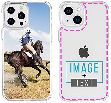 YOOCUSTOM Personalisierte Handyhülle für Apple iPhone 16 15 14 13 12 11 Pro Max Mini X XS XR SE 7 8 Plus, Benutzerdefiniert Hülle Klar Stoßfest mit Eigenem Foto Bild Name Text Schutzhülle(HIC-P1)