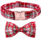 Lionheart glory Weihnachts-Hundehalsband mit Karomuster, verstellbares weiches Hundehalsband mit Fliege, Halsband mit Schleife für mittelgroße Hunde, Geschenk für Haustiere