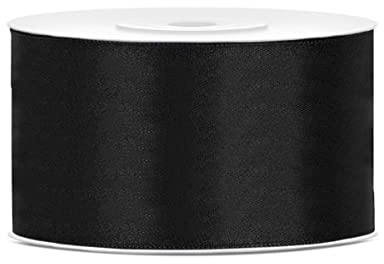 25 Meter Satinband Schwarz 50mm schwarzes Schleifenband Satin Dekoband Geschenkband Stoffband Kleid Trauer Hochzeit Schleife 5cm