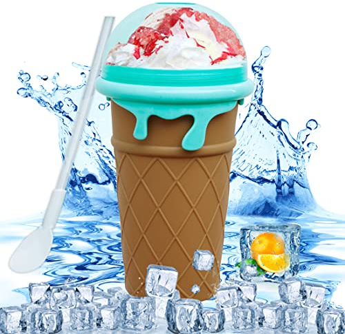 Hawgeylea Slushie Cup, Quick Frozen Magic Plus Maker, Freeze Milkshake/Juic Slushy, Reusable Slush Squeeze for Family DIY Homemade Machine Children Kids ( Brown)