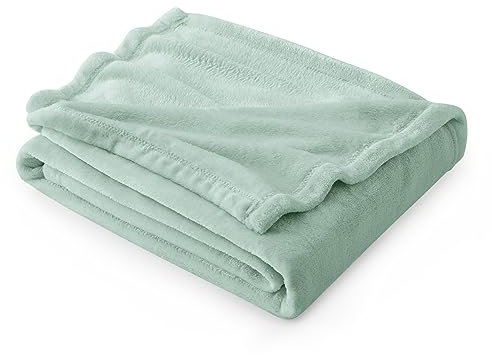Bedsure Fleece Throw Blanket for Sofa - Soft Cosy Fluffy Blankets for Bed, Warm Single Throws for Audlts, Sage Green, 130x150 cm