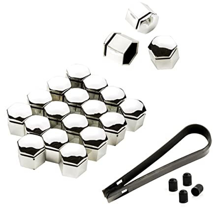 LST 20x Sechskant Felgen Radschraube Abdeckkappen Kappen Set 19 mm chromfarben