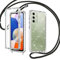 Rosyhulle Glitzer Handykette für Samsung Galaxy A14 4G/ 5G Hülle, Handyhülle mit Band für Samsung A14 mit Eingebautem Displayschutz 360 Grad Transparent Silikon Stoßfest Schutzhülle mit Kette Schwarz