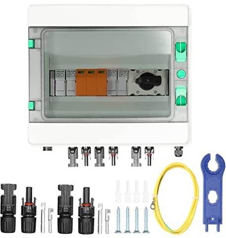 BuyWeek Solar PV Anschlusskasten DC 1000V 32A DC Trennschalter PV Anlage Überspannungsschutz PV Blitzschutz, PV Anschlusskasten 2 String, IP65 Wasserdicht, für Photovoltaik Balkonkraftwerk