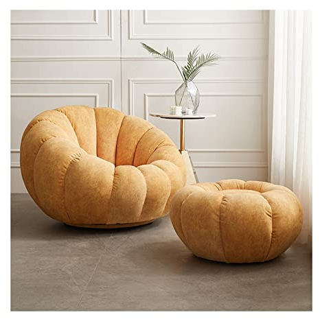 Faules Sofa Faules Sofa, Stuhl, Kürbisform, einzelnes Plüschsofa, Balkon, Freizeit, kleines Sofa, Stuhl, Schlafzimmer, Arbeitszimmer mit Tretsofa Sitzkissen (Color : Geel, Size : with Pedals)
