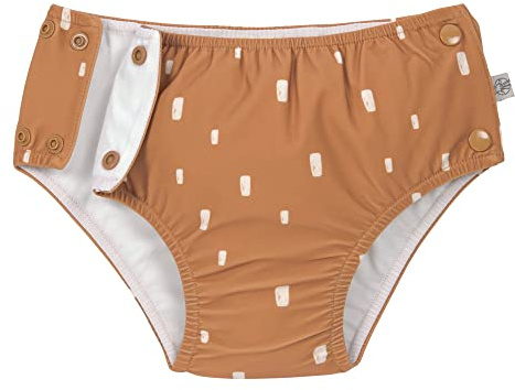 Lässig Splash & Fun – Baby Badehose mit Druckknöpfen Wasserdichte Schwimmwindel für Pool & Strand (UV-Schutz) - Bricks caramel, 07-12 Monate, Gr. 74/80